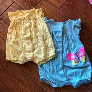 Carters 3 months summer rompers butterfly